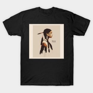 [AI Art] Proud Native American Woman With Headdress T-Shirt